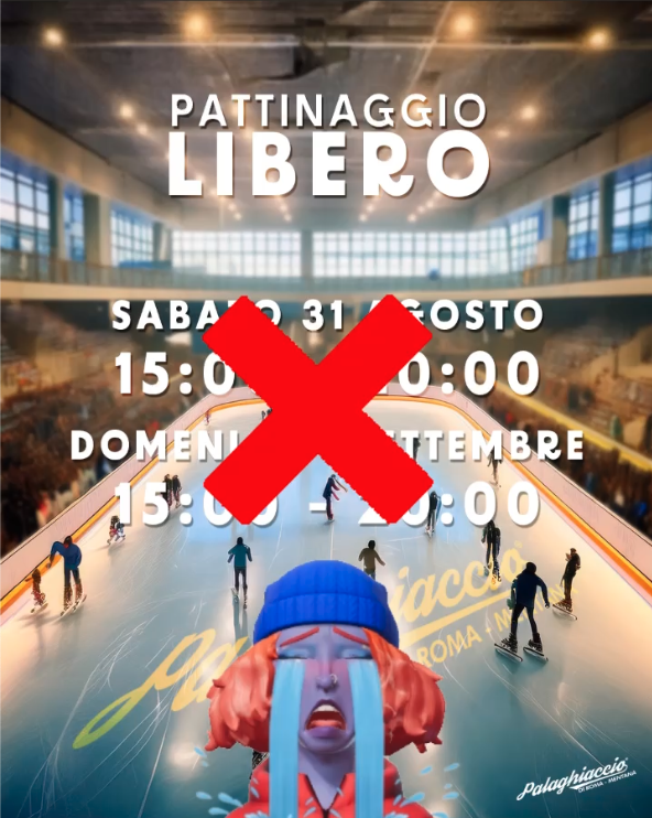 ATTENZIONE PATTINAGGIO LIBERO 31 AGOSTO e 1 SETTEMBRE ANNULLATO